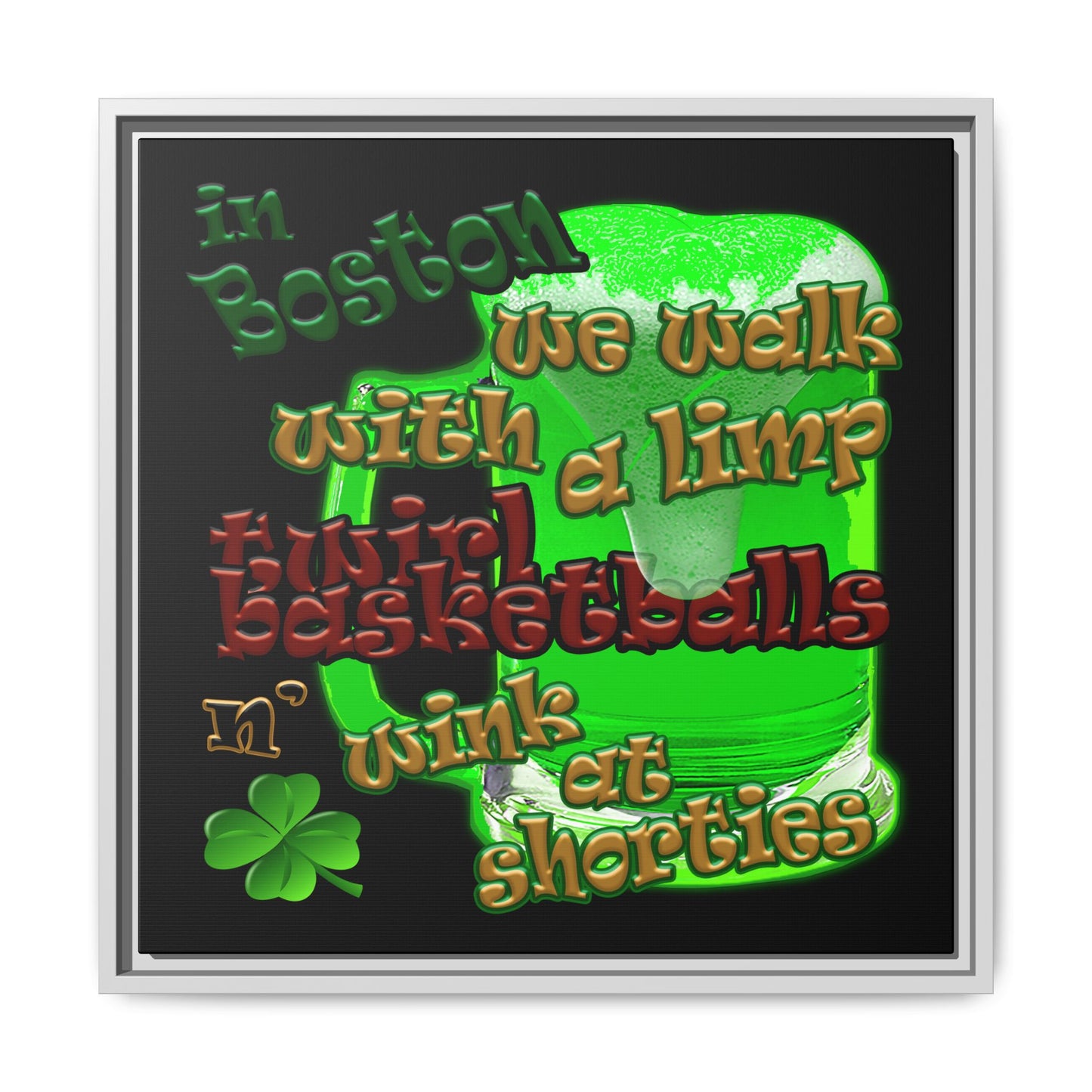 celtics logo - framed canvas art (black)