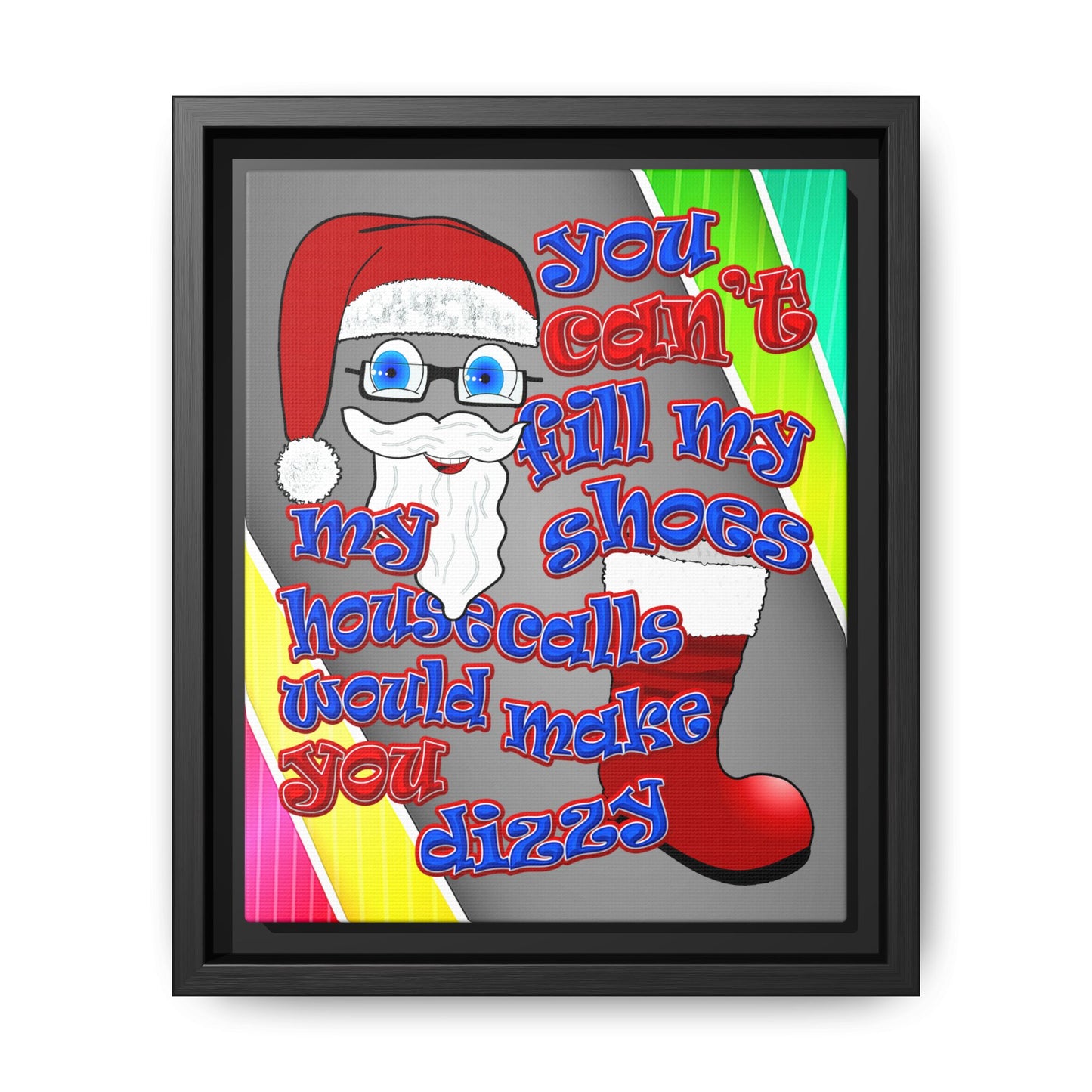 santa's shoes - framed canvas art (rainbow split)