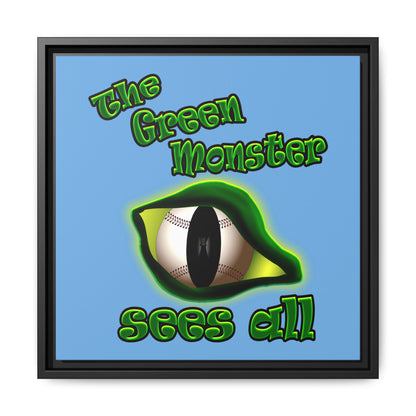 green monster - framed canvas art (light blue)