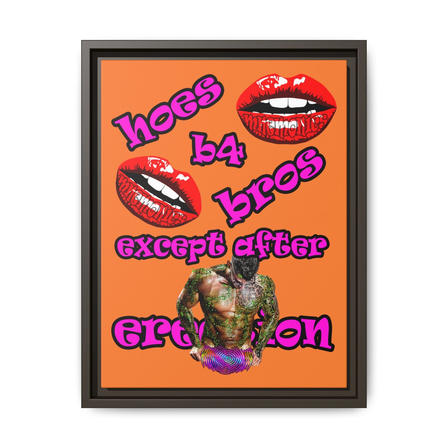 hoes b4 bros - framed canvas art (crusta)