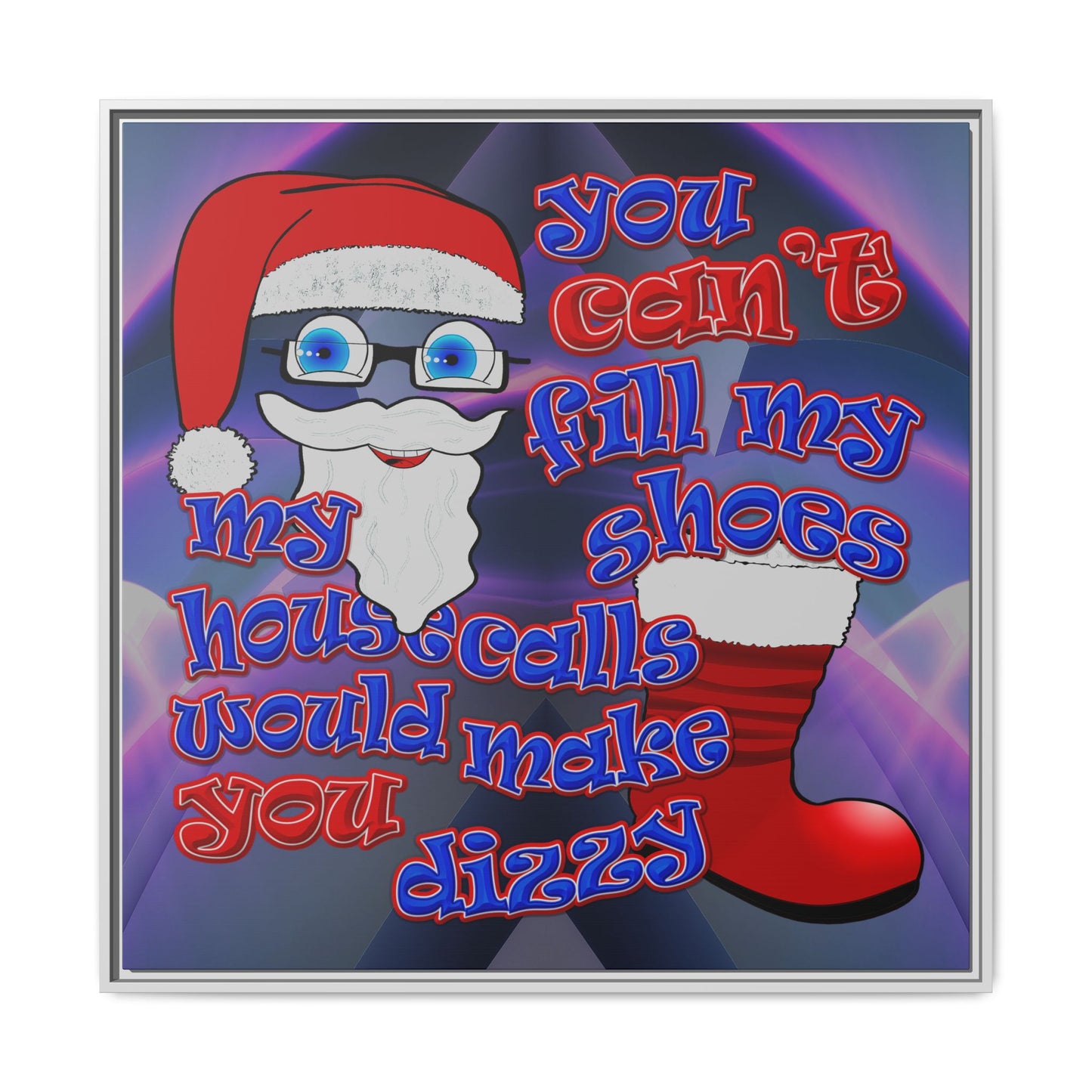 santa's shoes - framed canvas art (grey-pink wave)