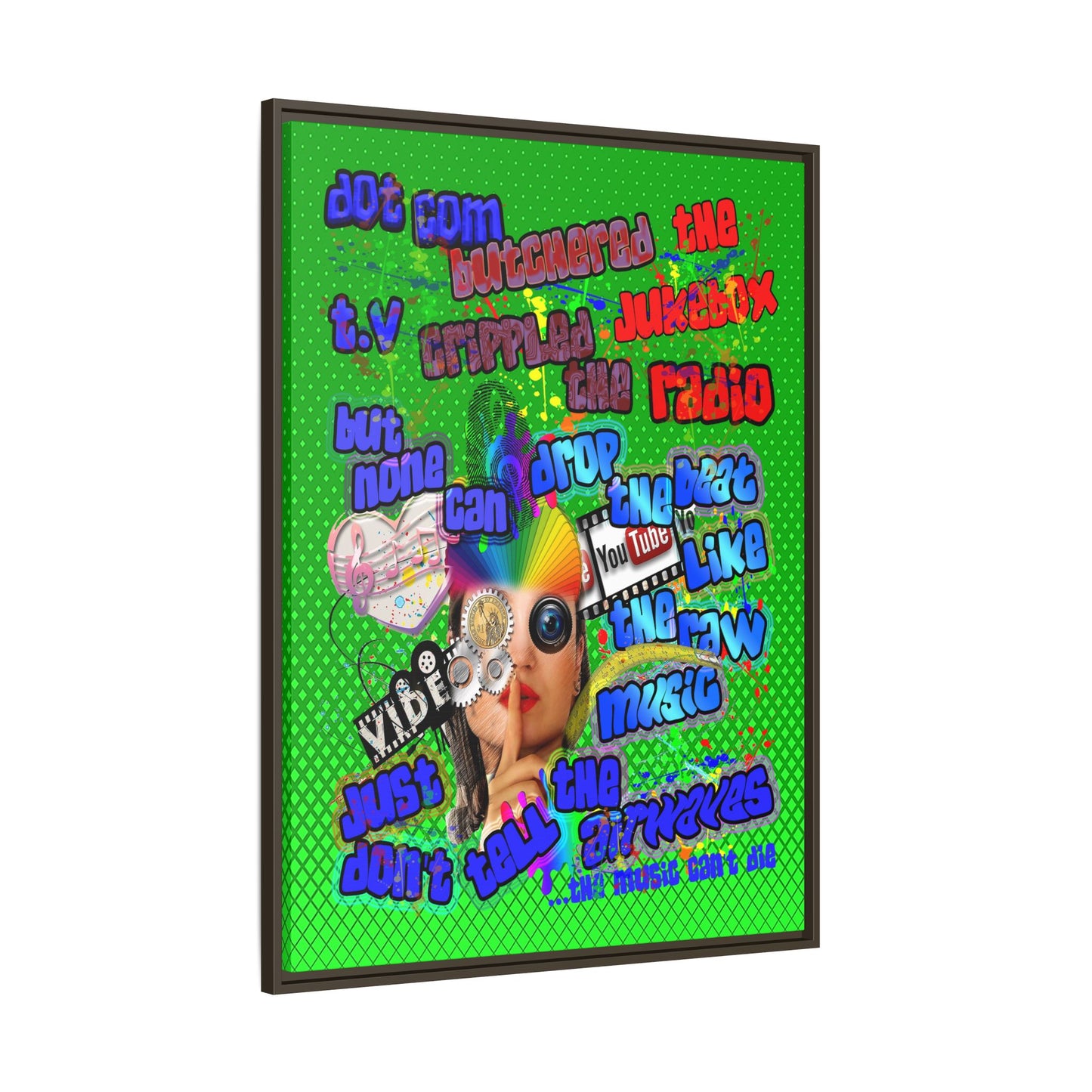 drop the beat - framed canvas art (logo green)