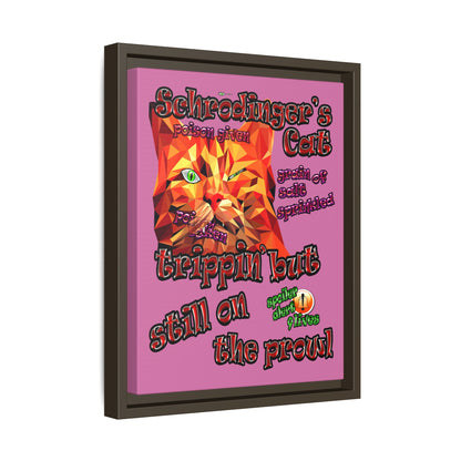 schrodinger's cat - framed canvas art (light pink)