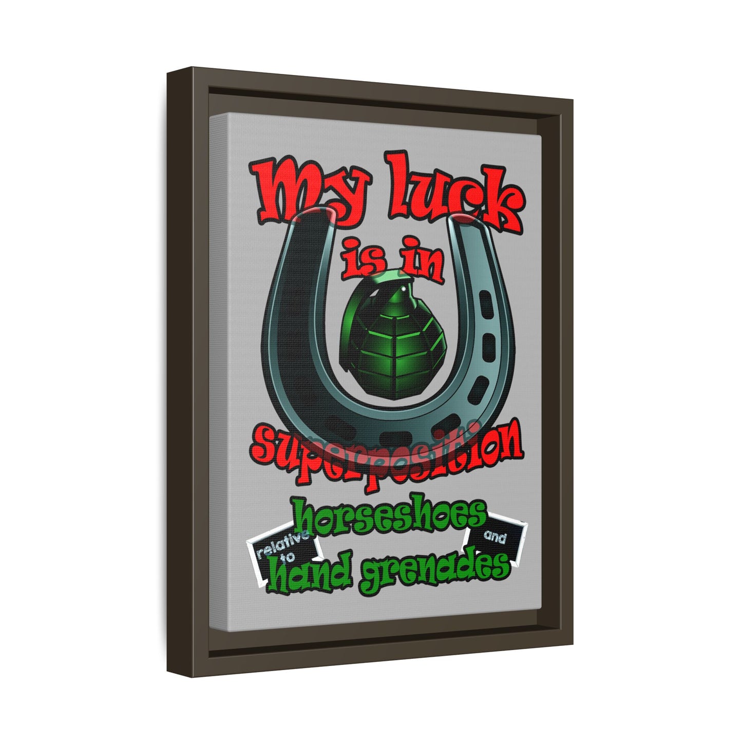 my luck - framed canvas art (light grey)