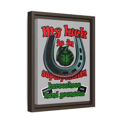 my luck - framed canvas art (light grey)