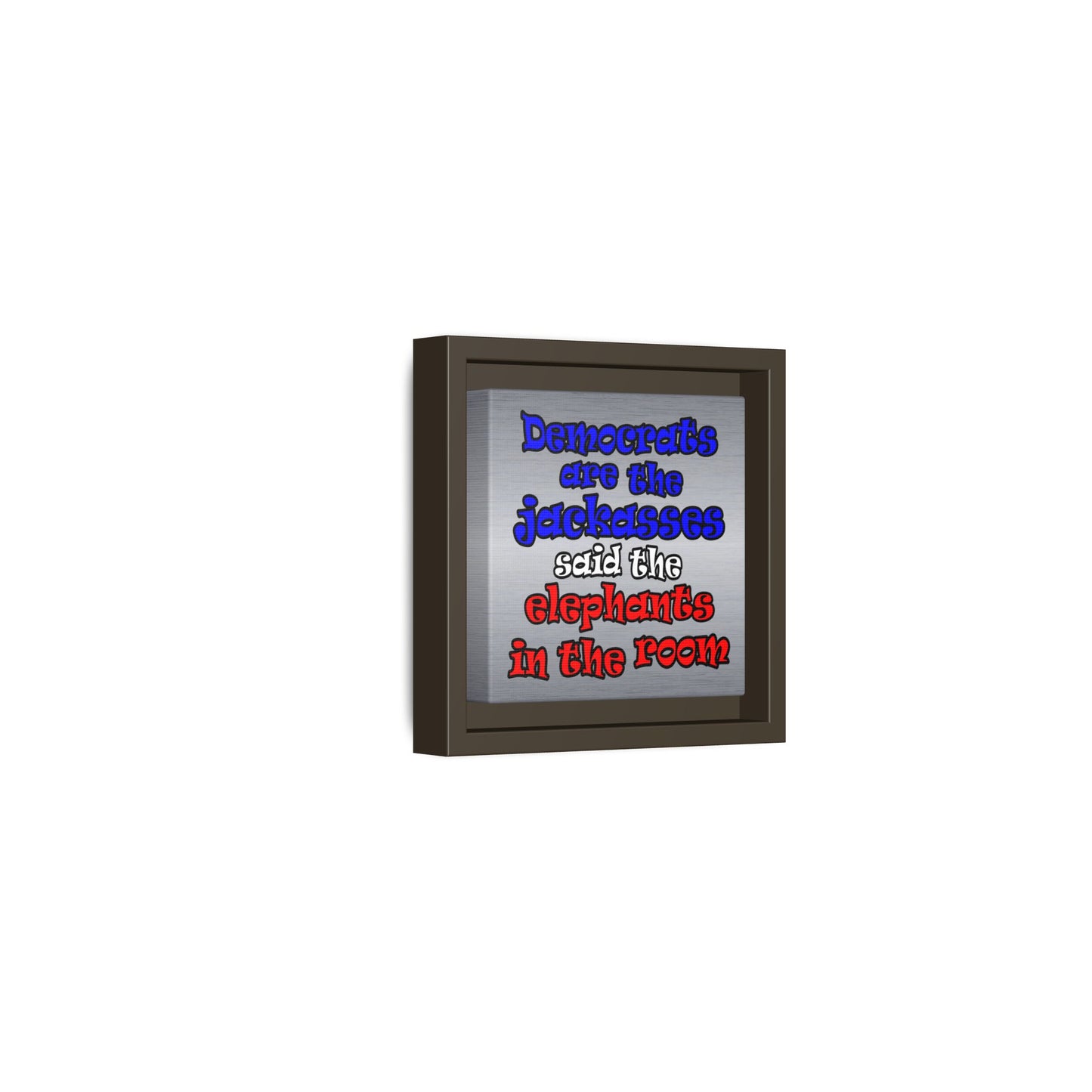 donkeys and elephants - framed canvas art (brushed nickel)