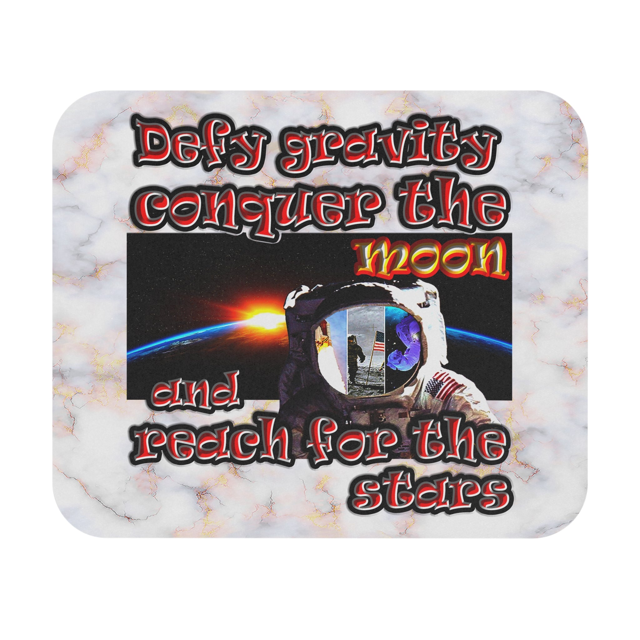 defy conquer reach - Mouse Pad (Rectangle) (white marble)