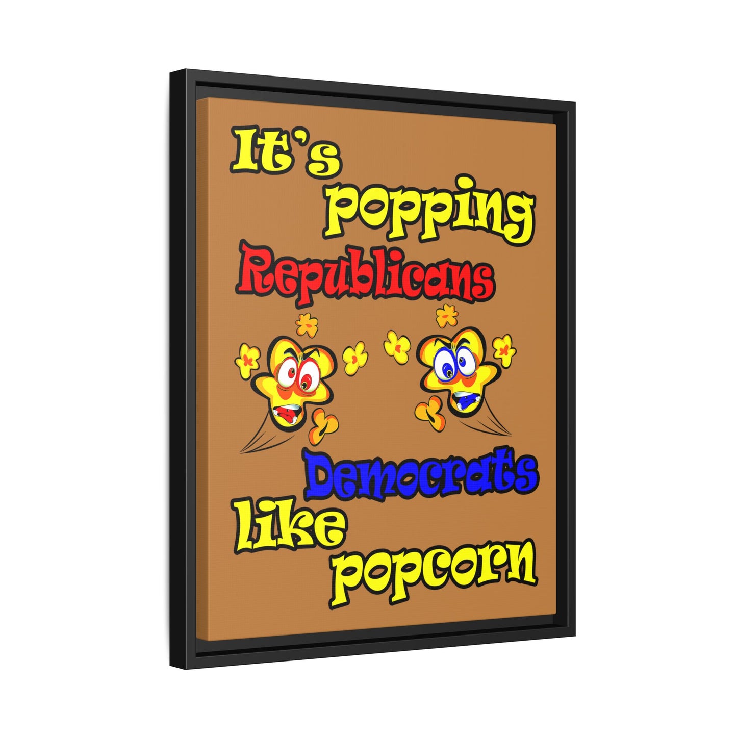 popping like popcorn - framed canvas art (light brown)