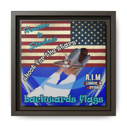 shoot for the stars - framed canvas art (blue-white wave)