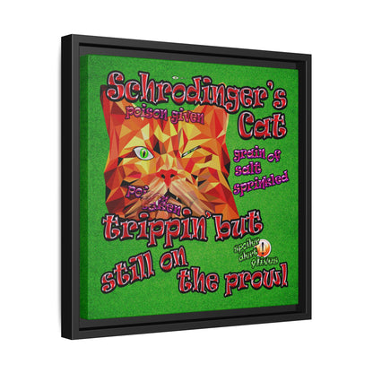 schrodinger's cat - framed canvas art (green turf)