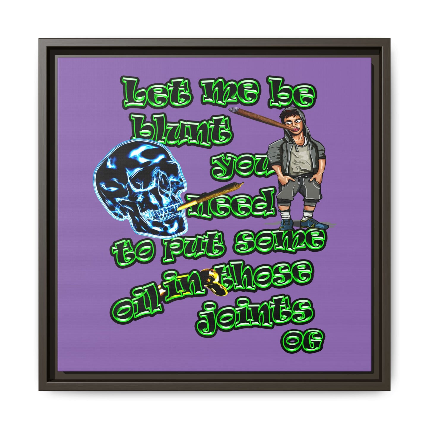 og - framed canvas art (light purple)