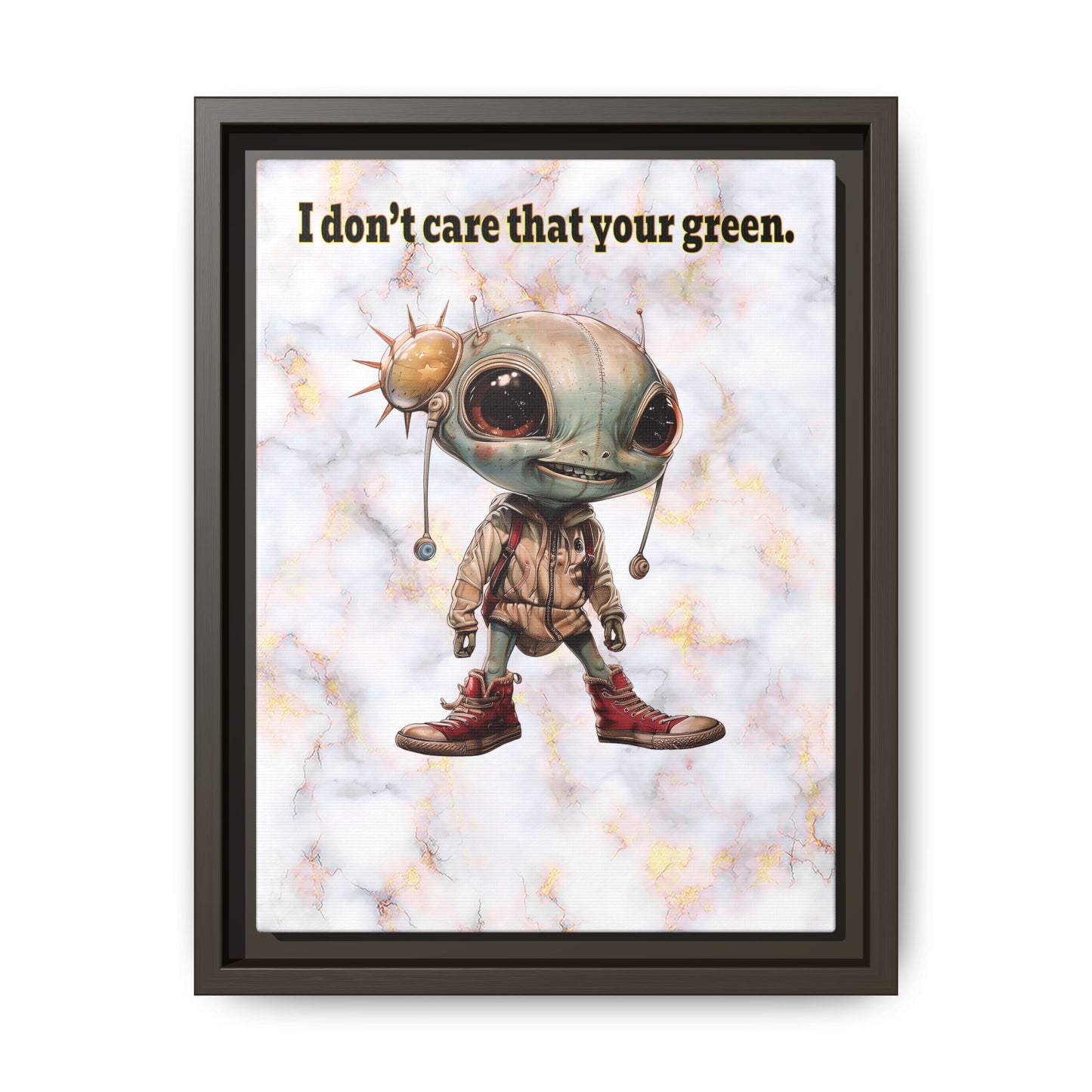 I don't care that your green - framed canvas art (white marble)