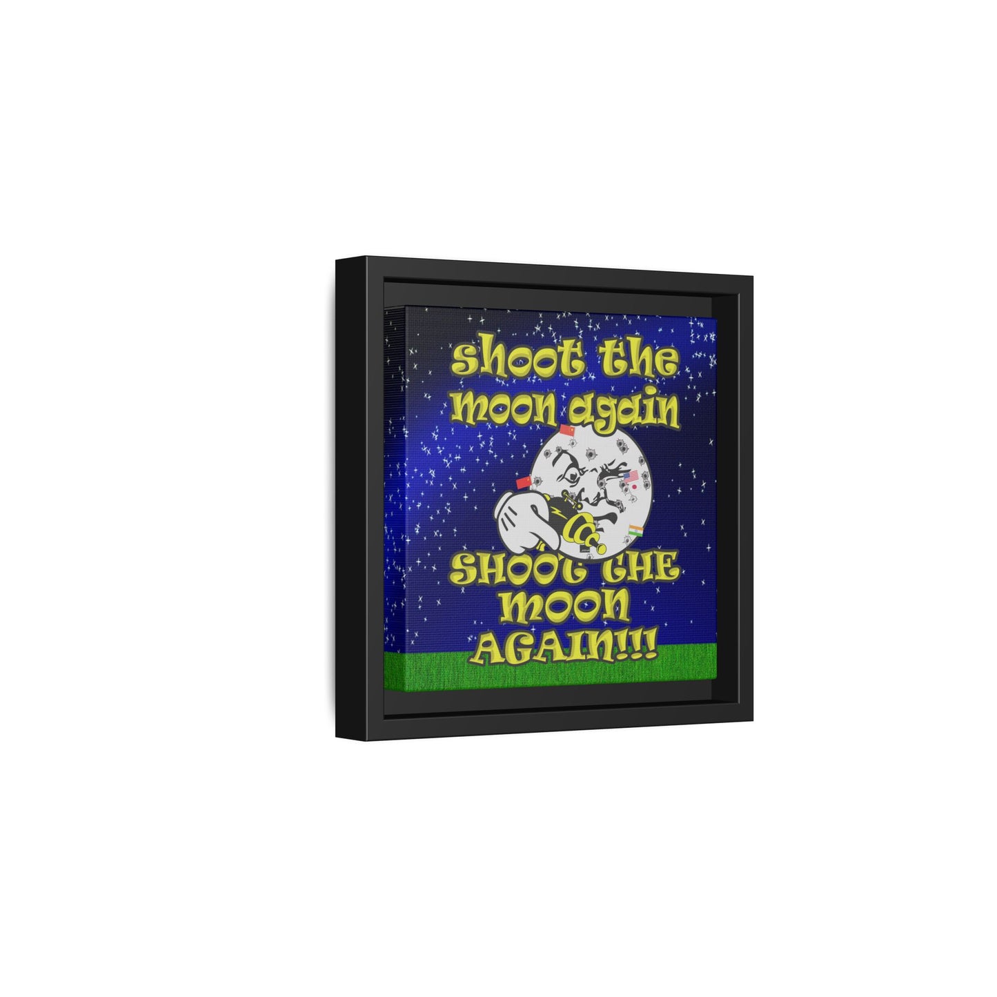 shoot the moon again - framed canvas art ('snoops' background)