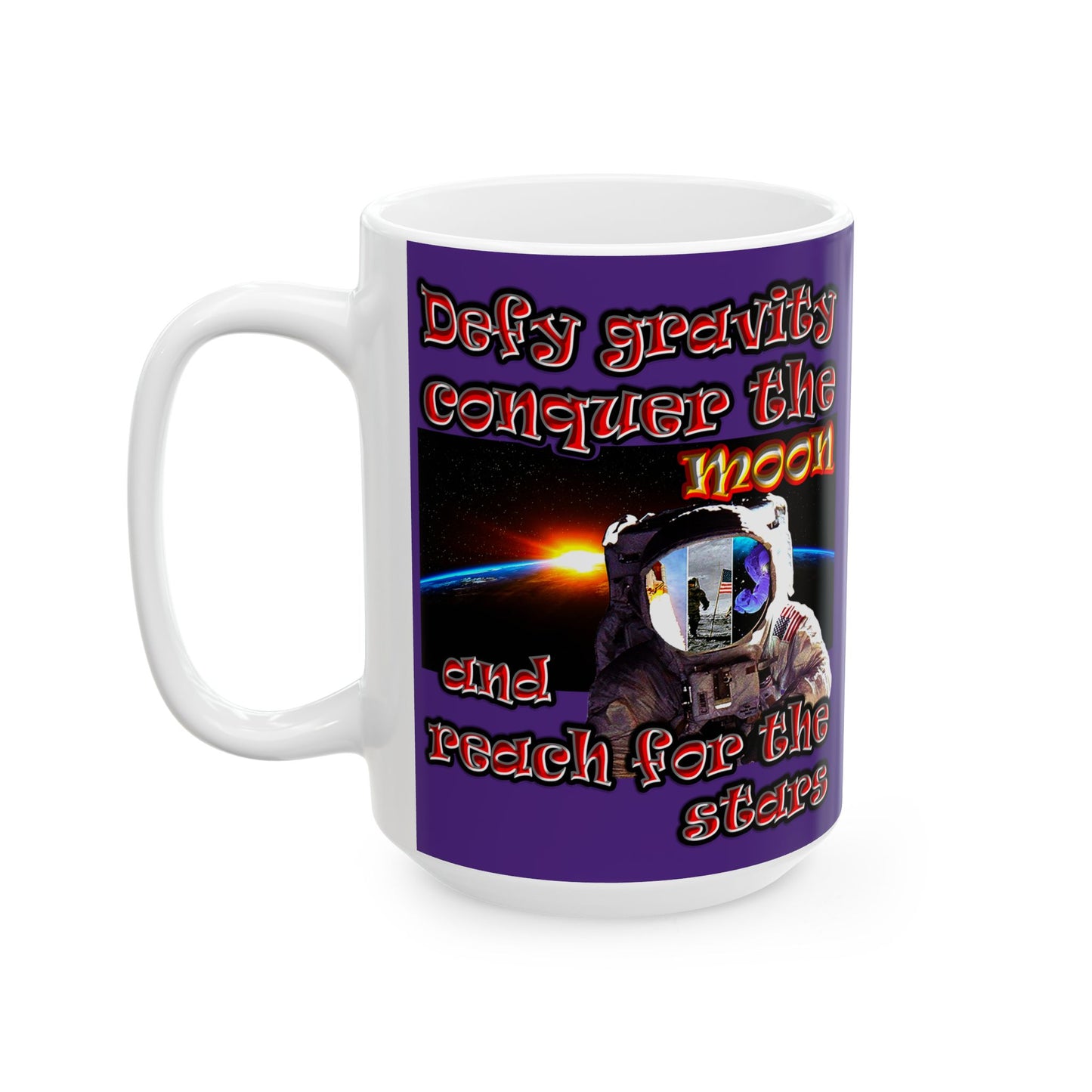 defy conquer reach - White Mug (purple)