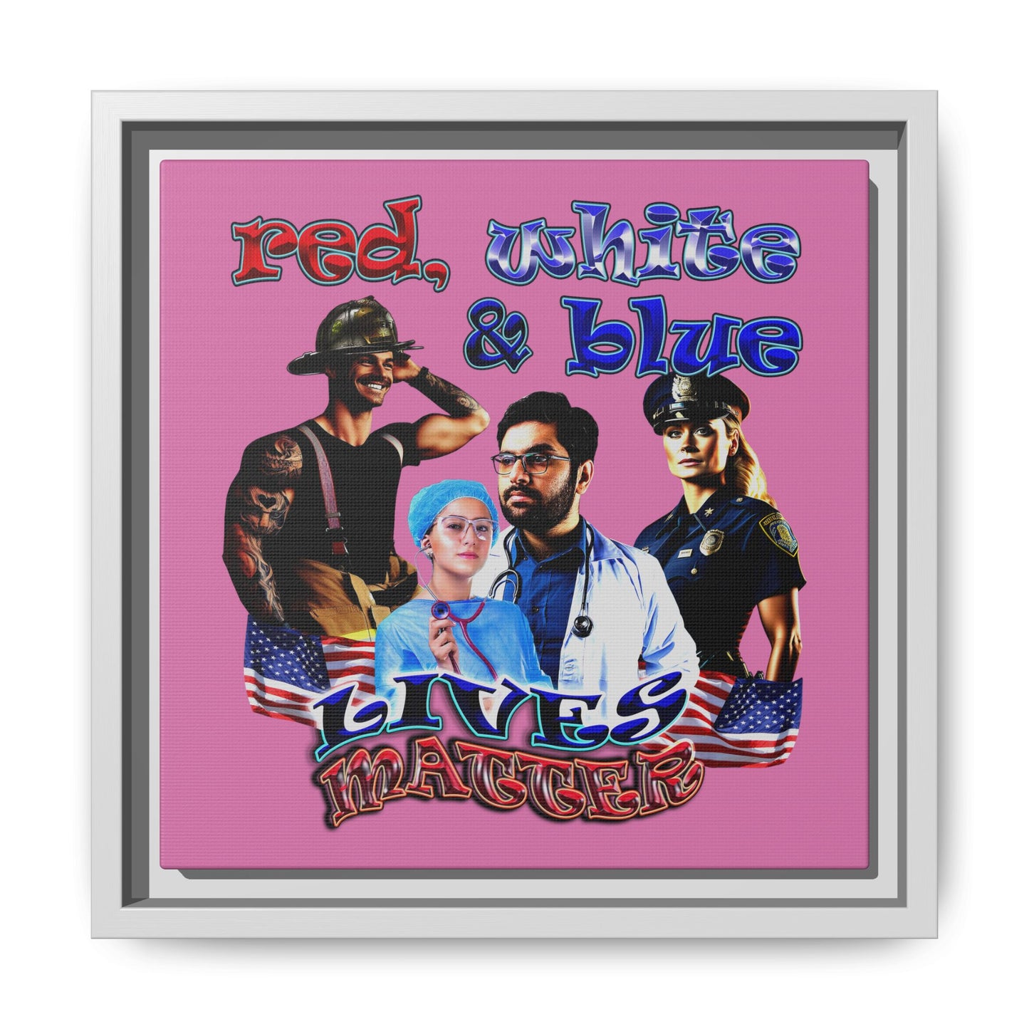 rw&b lives matter - framed canvas art (light pink)