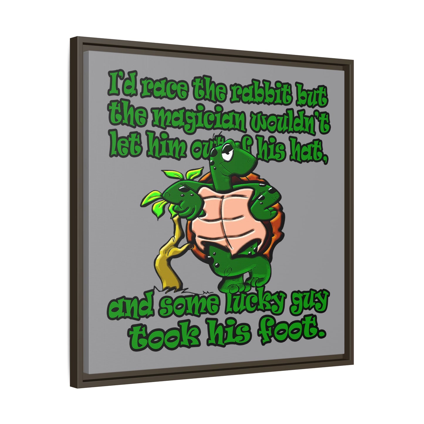 turtle race - framed canvas art (grey)