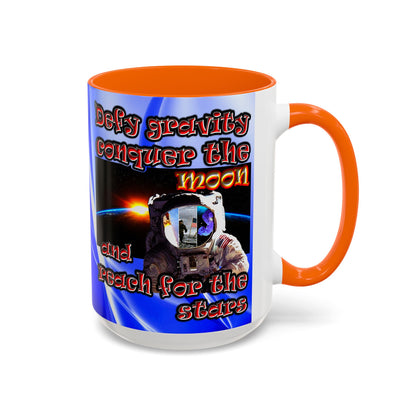 defy conquer reach - Accent Mug (blue-white wave)