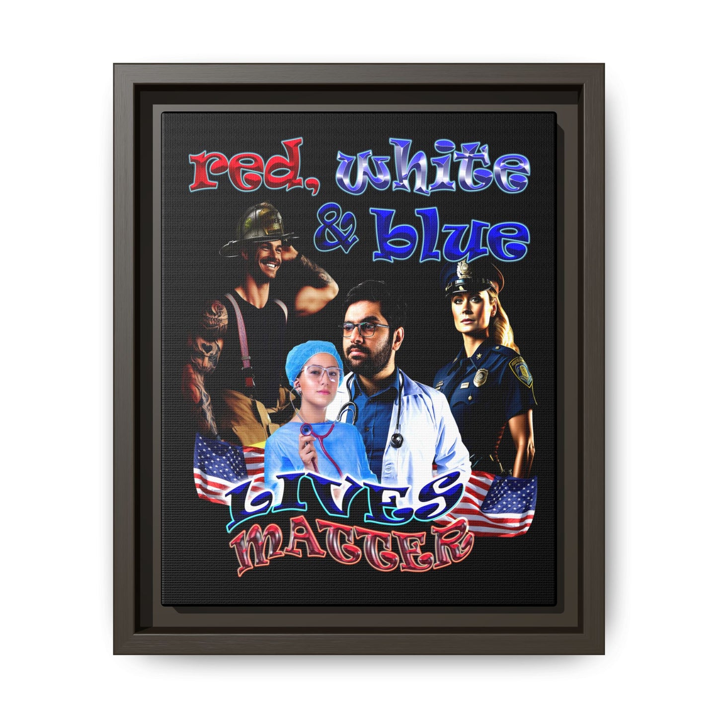 rw&b lives matter - framed canvas art (black)