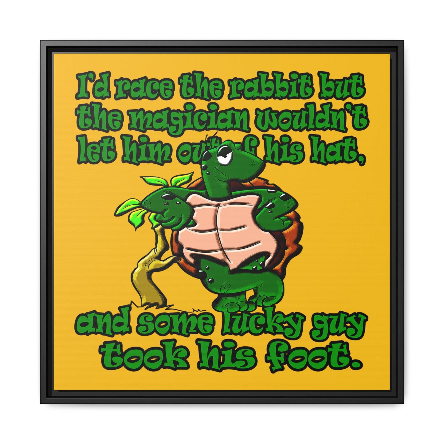 turtle race - framed canvas art (yellow)