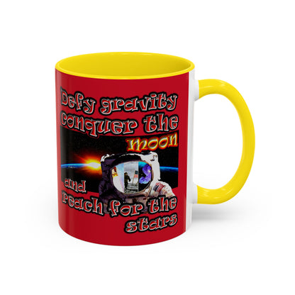 defy conquer reach - Accent Mug (dark red)
