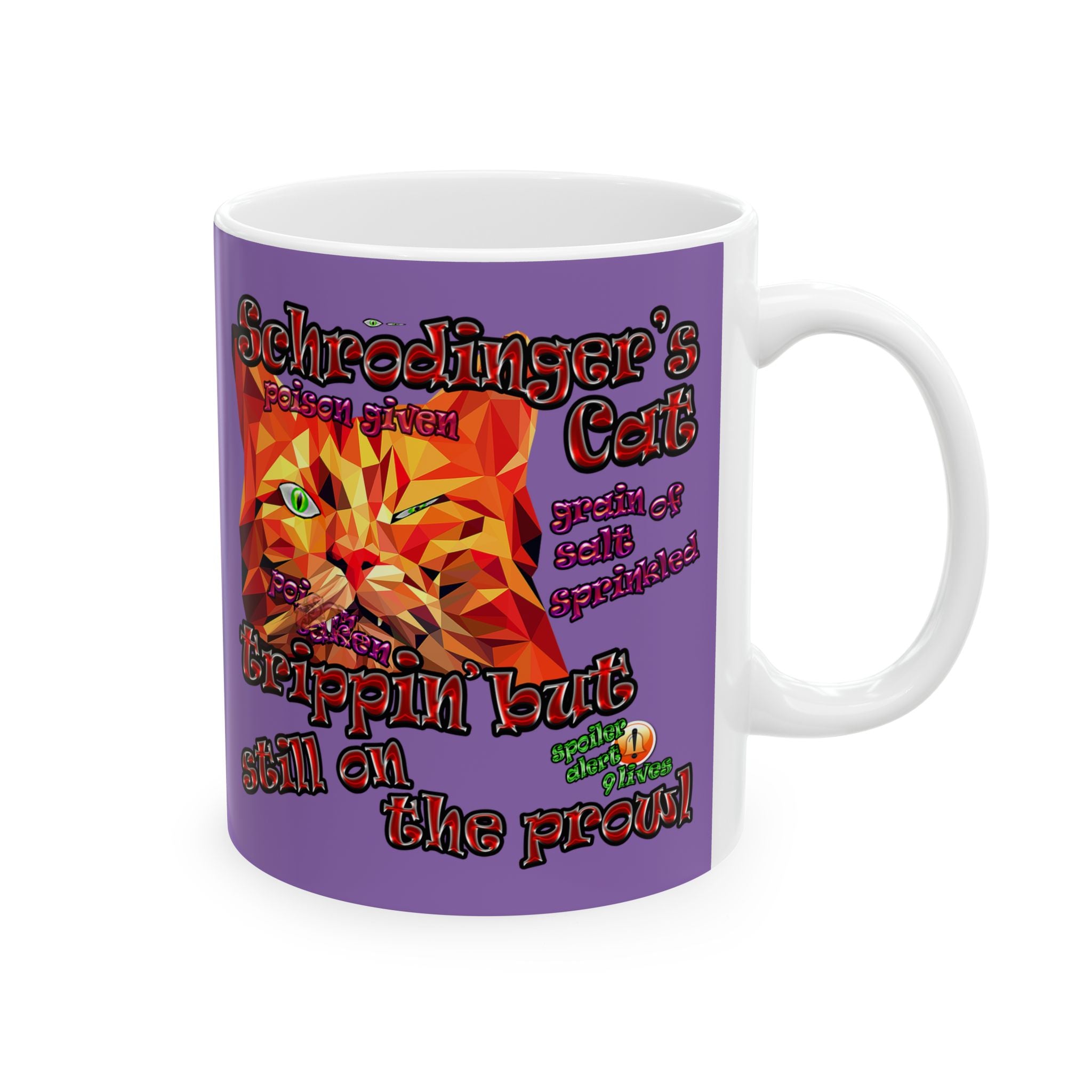 schrodinger's cat - White Mug (light purple)