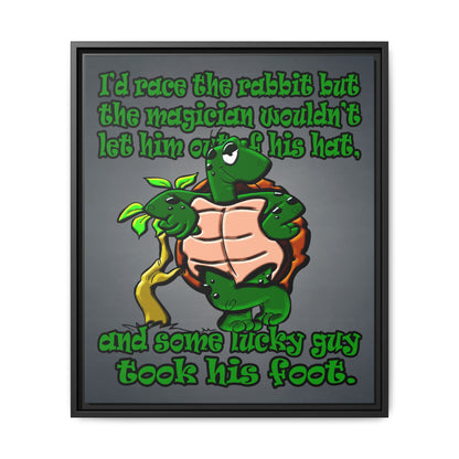 turtle race - framed canvas art (grey-light grey)