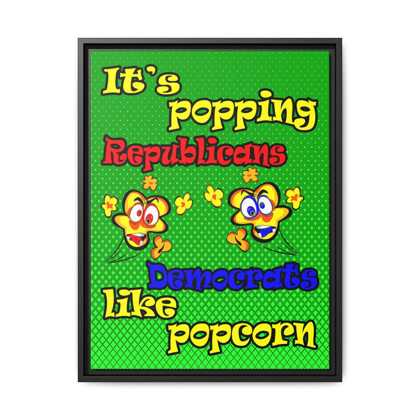 popping like popcorn - framed canvas art (logo green)