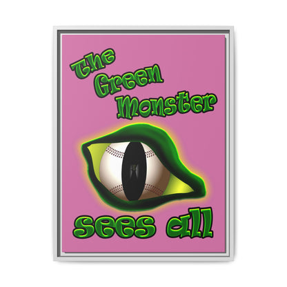 green monster - framed canvas art (light pink)
