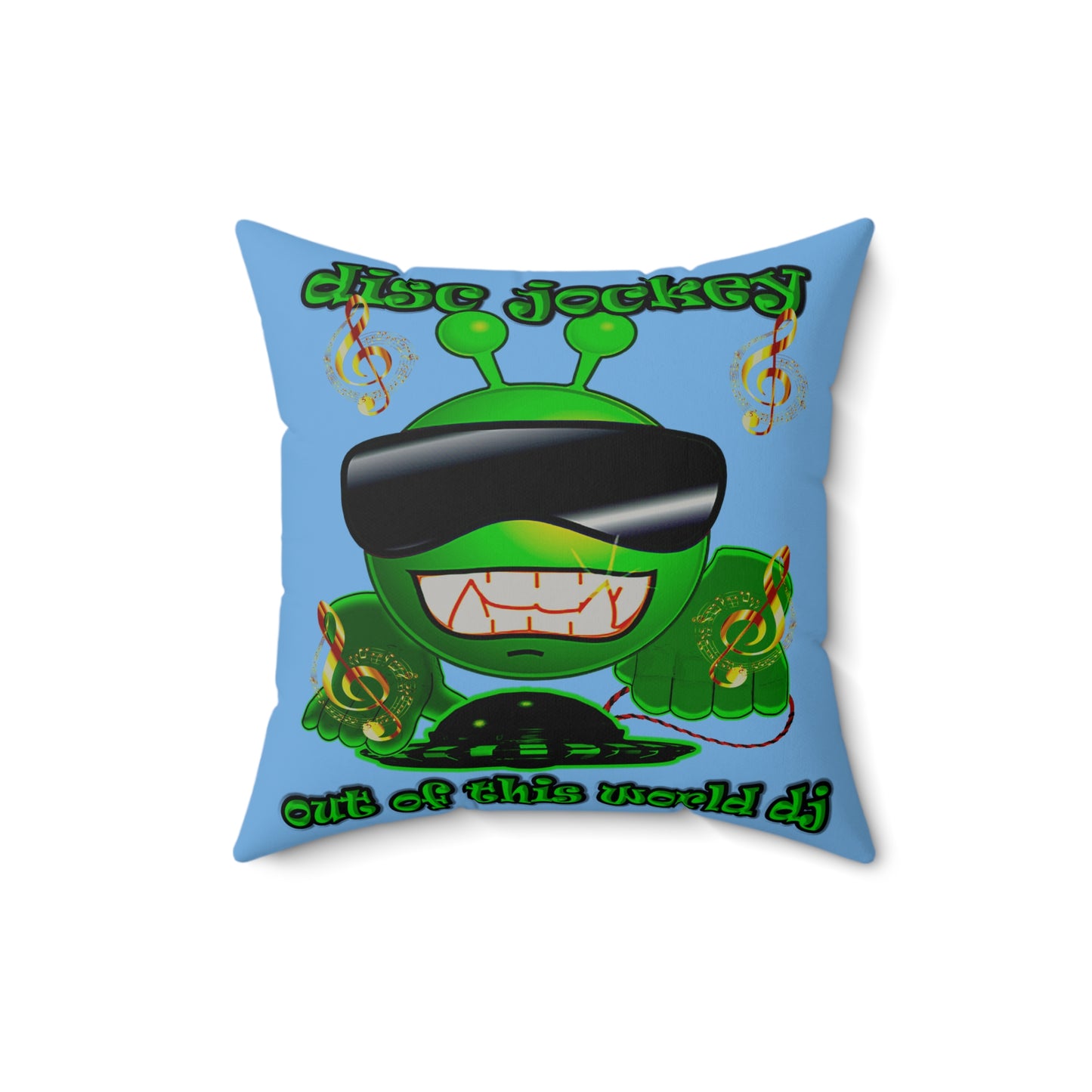 disc jockey - Faux Suede Square Pillow - (light blue)