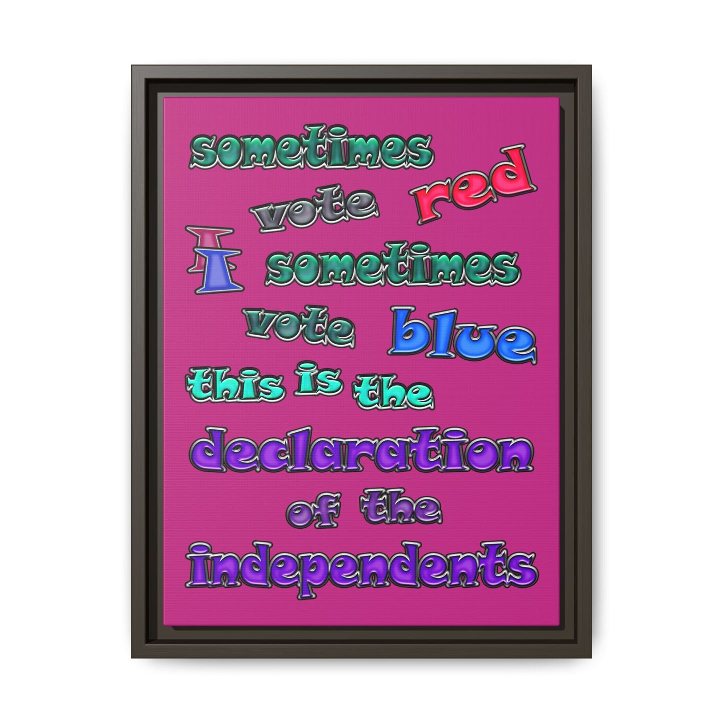 declaration of the independents - framed canvas art (pink)