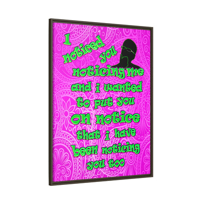 noticed you noticing - framed canvas art (pink swirl)