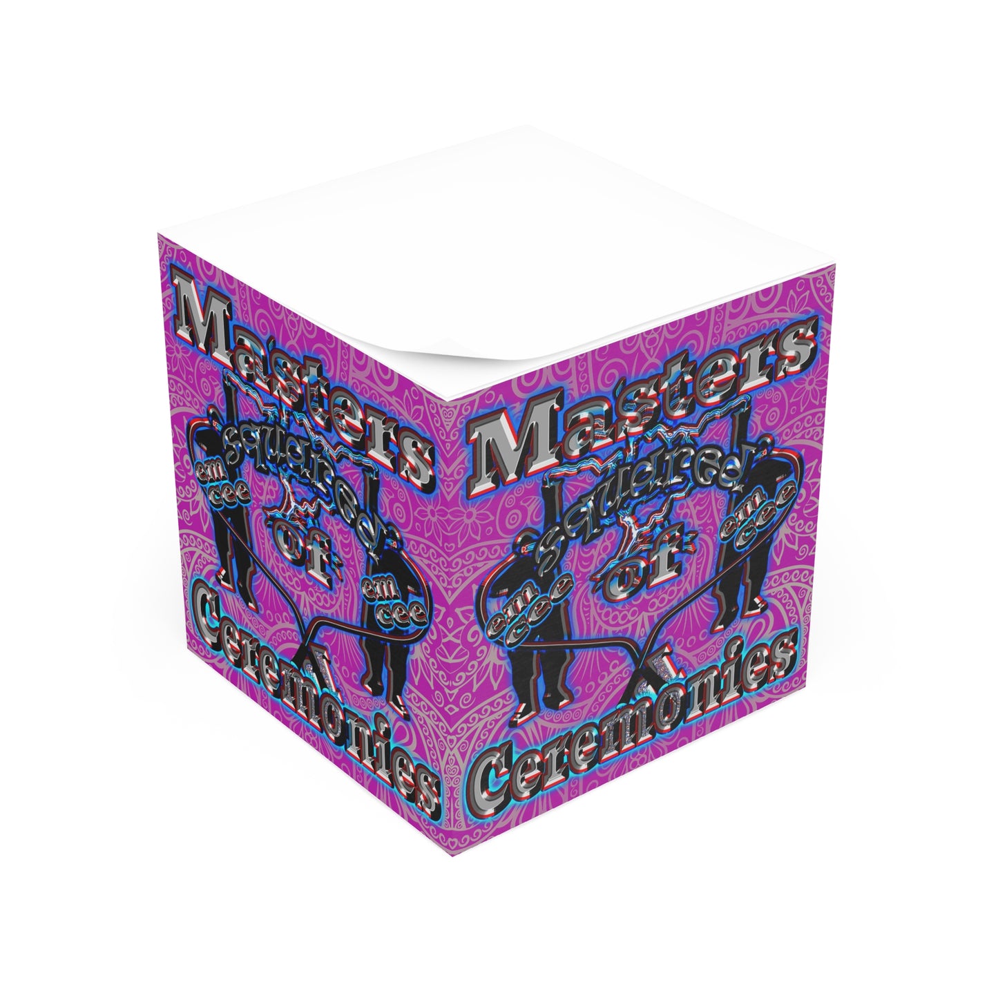 em cee squared - note cube (pink swirl)