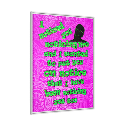 noticed you noticing - framed canvas art (pink swirl)