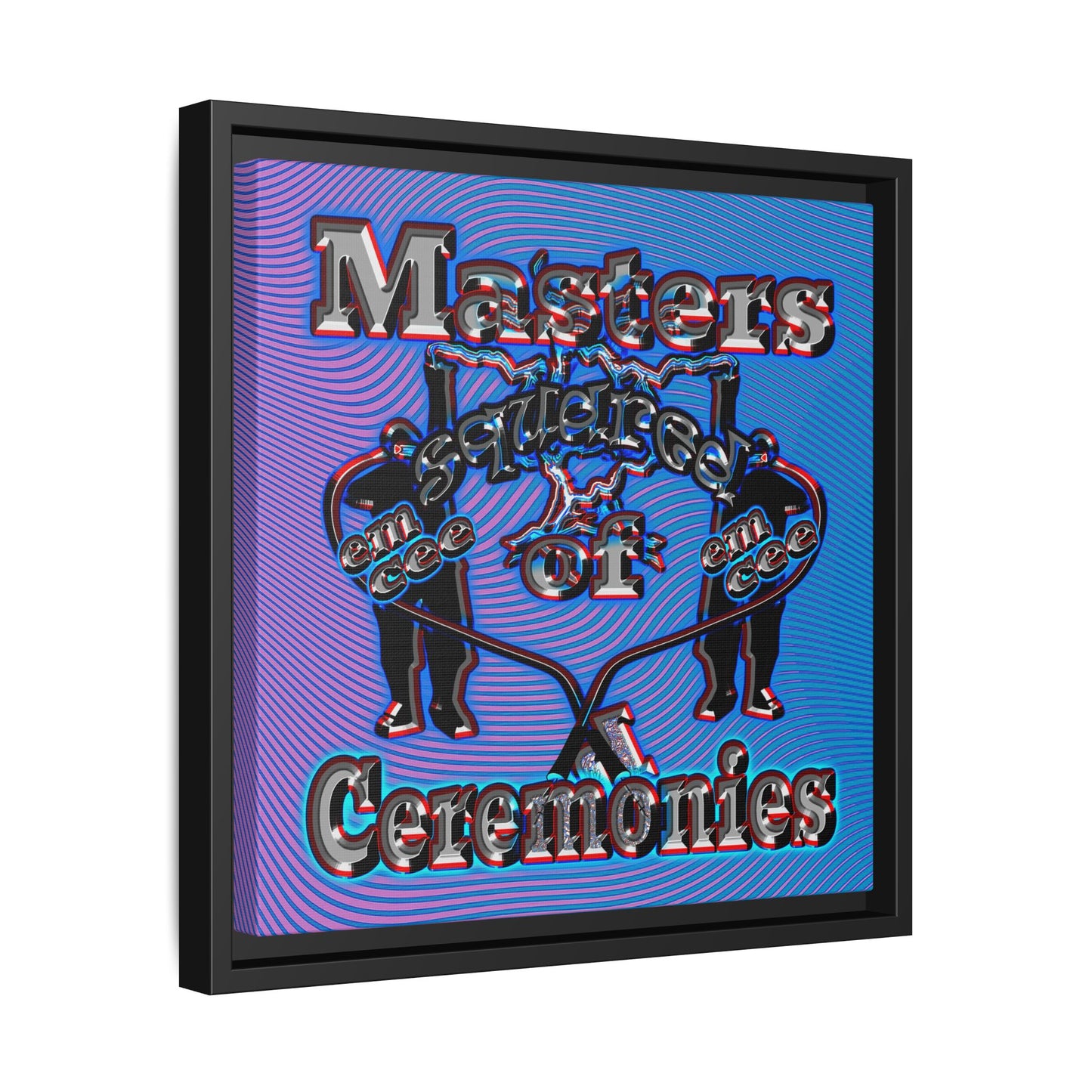 em cee squared - framed canvas art (light blue-purple wave)
