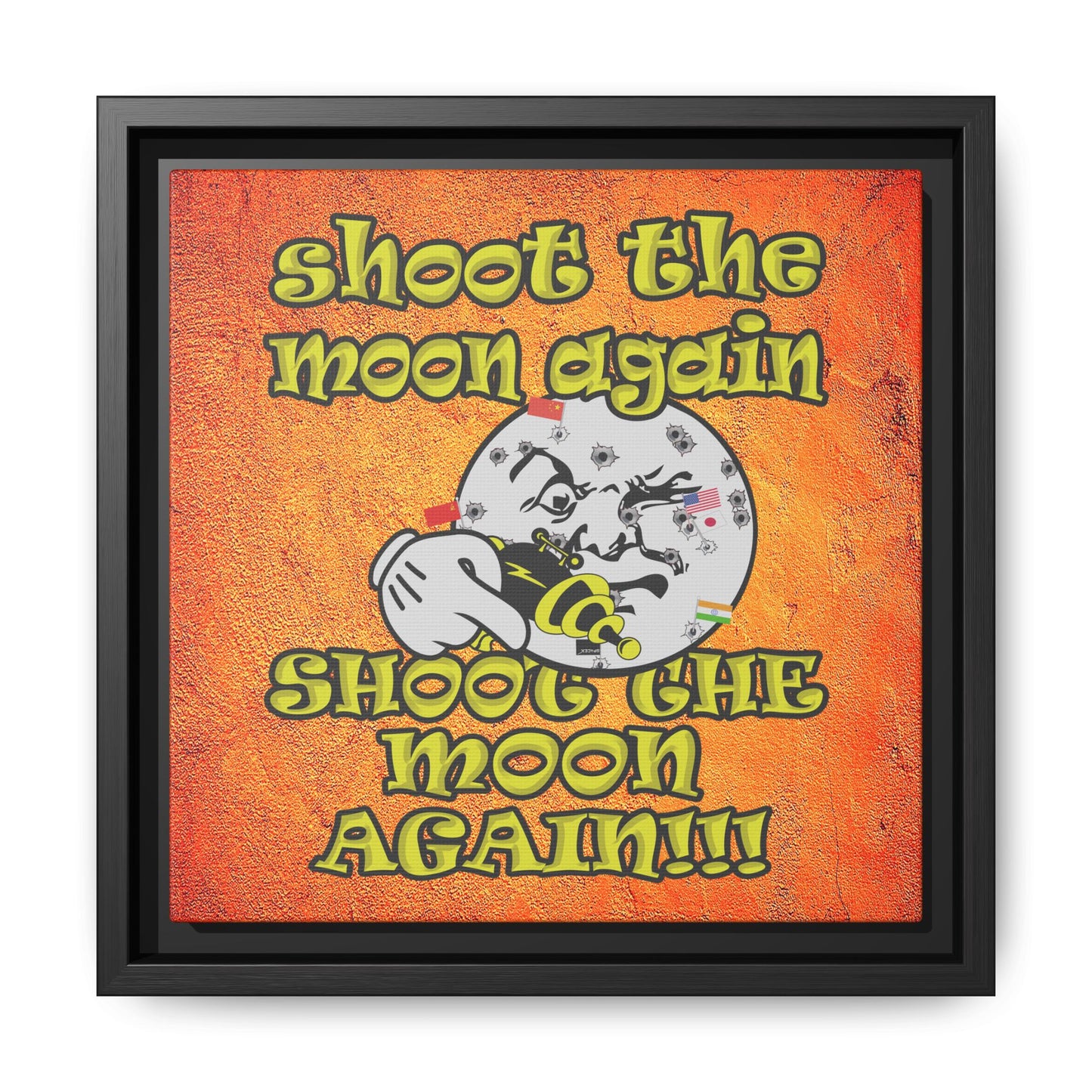 shoot the moon again - framed canvas art (burnt orange)