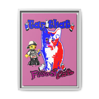 tag that - framed canvas art (light pink)