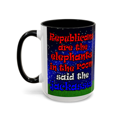 donkeys and elephants - Accent Mug ('snoops' background)