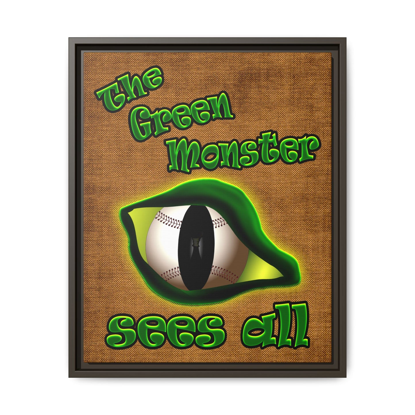 green monster - framed canvas art (brown papyrus)