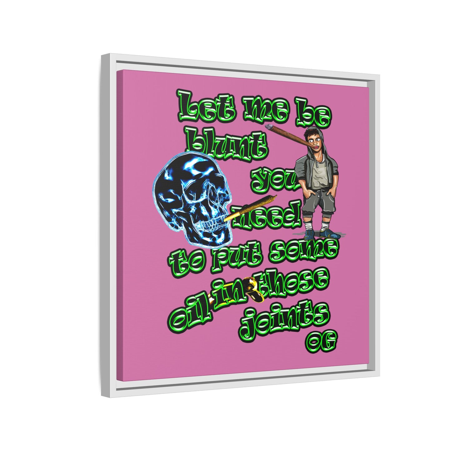og - framed canvas art (light pink)