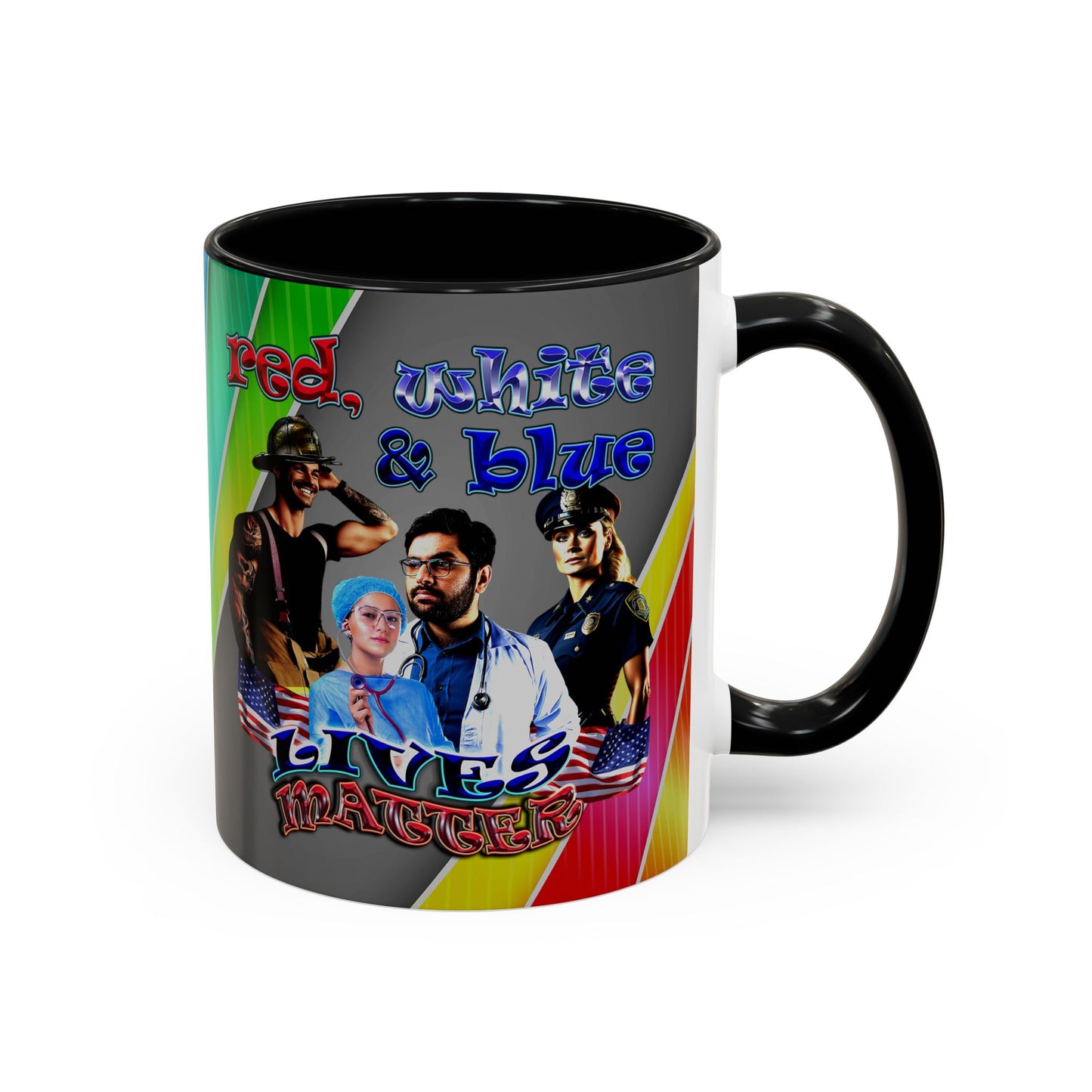 rw&b lives matter - Accent Mug (rainbow split)