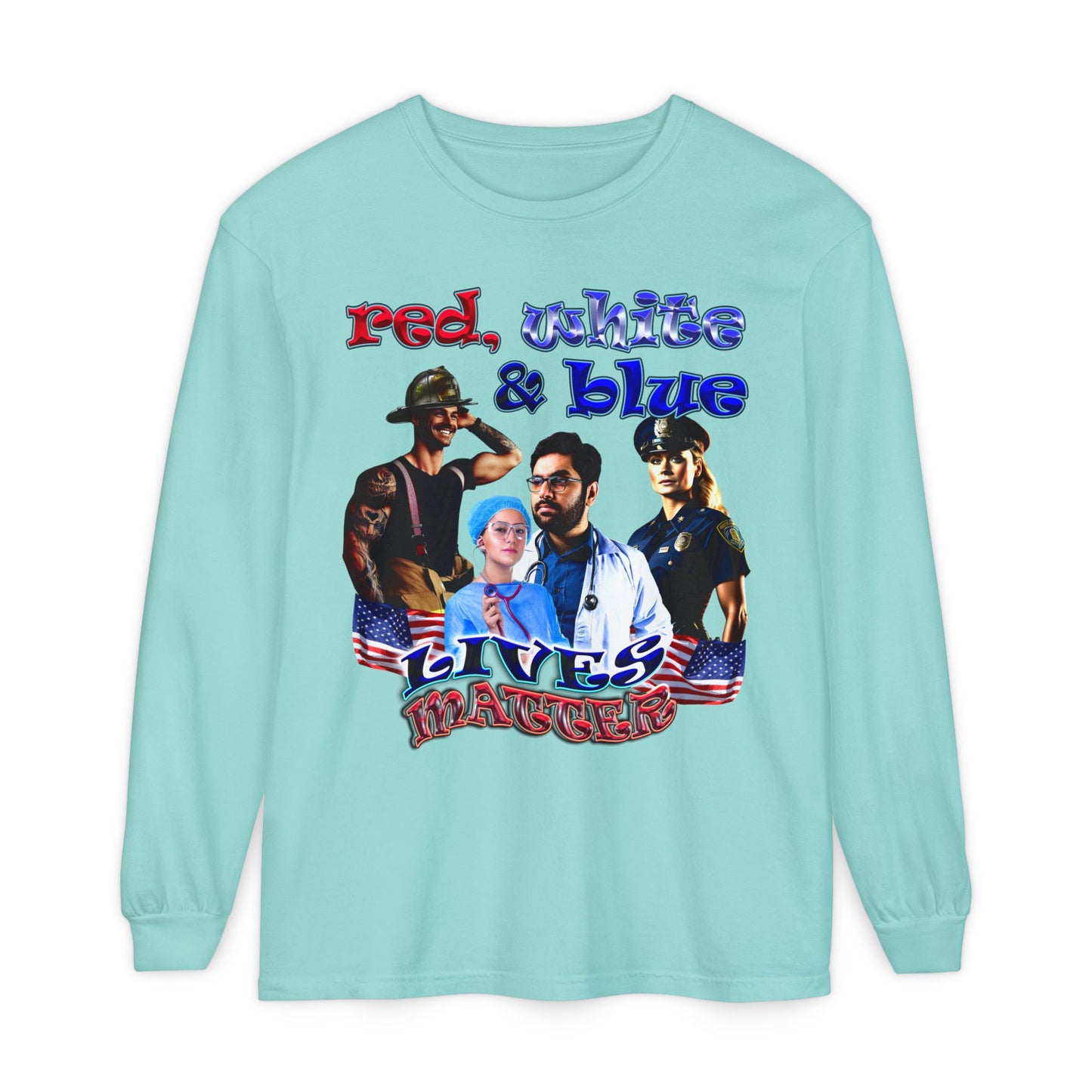 rw&b lives matter - Unisex Garment-dyed Long Sleeve T-Shirt