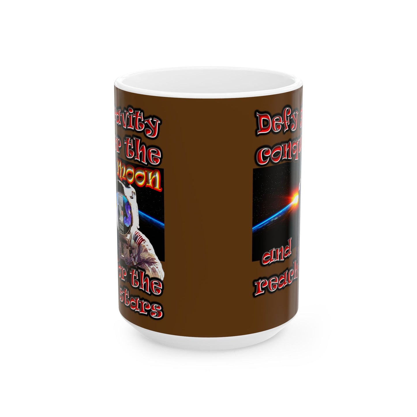 defy conquer reach - White Mug (brown)