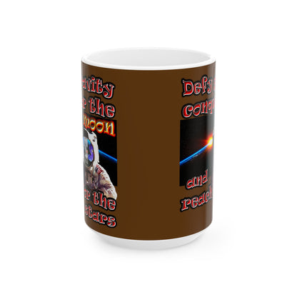 defy conquer reach - White Mug (brown)