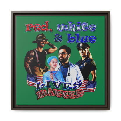 rw&b lives matter - framed canvas art (dark green)