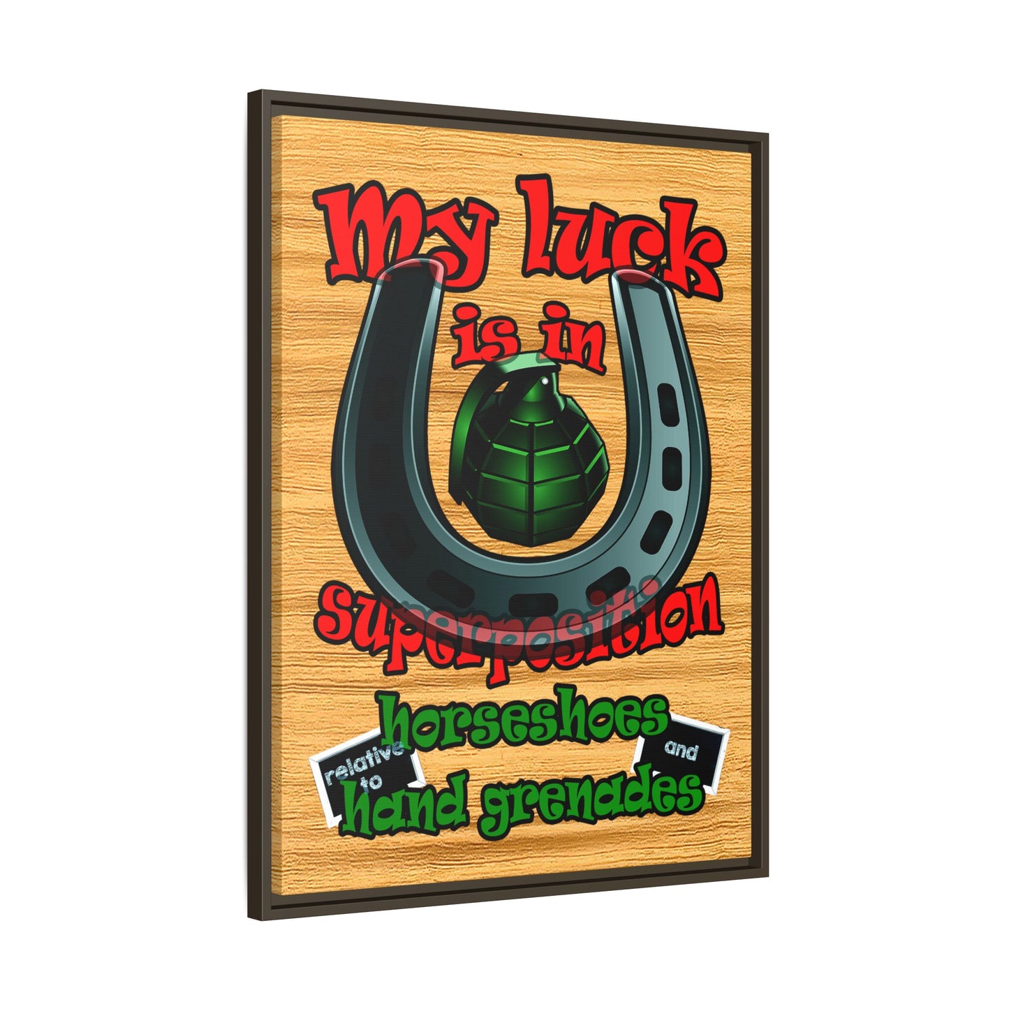 my luck - framed canvas art (butterscotch wood finish)