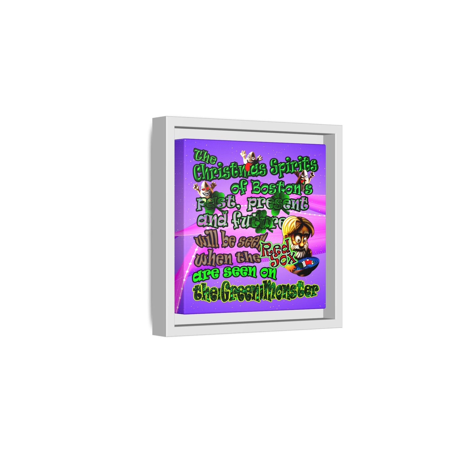 christmas spirits of boston - framed canvas art (purple-pink wave)