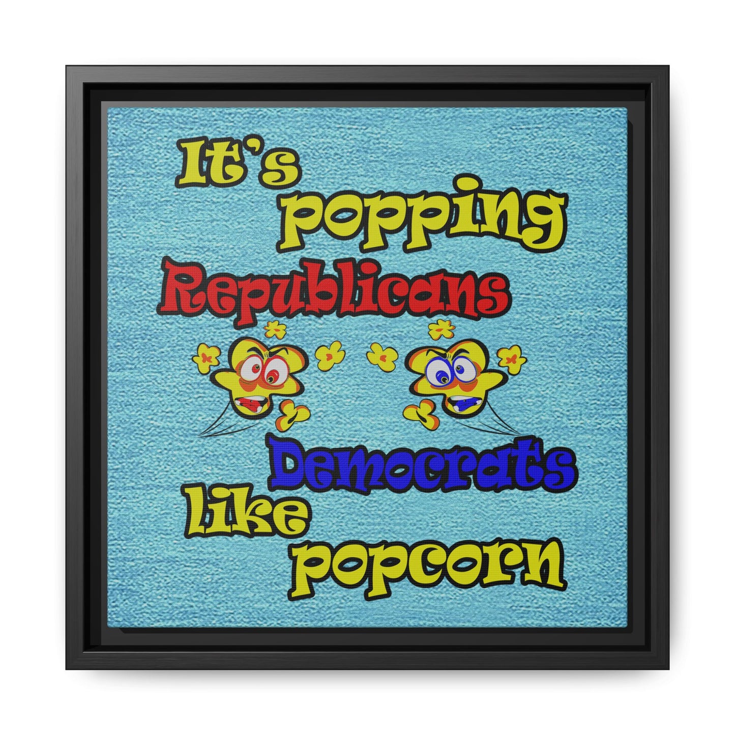 popping like popcorn - framed canvas art (faded dark blue)