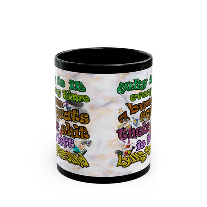 the bum's shit - Black Mug (white marble)