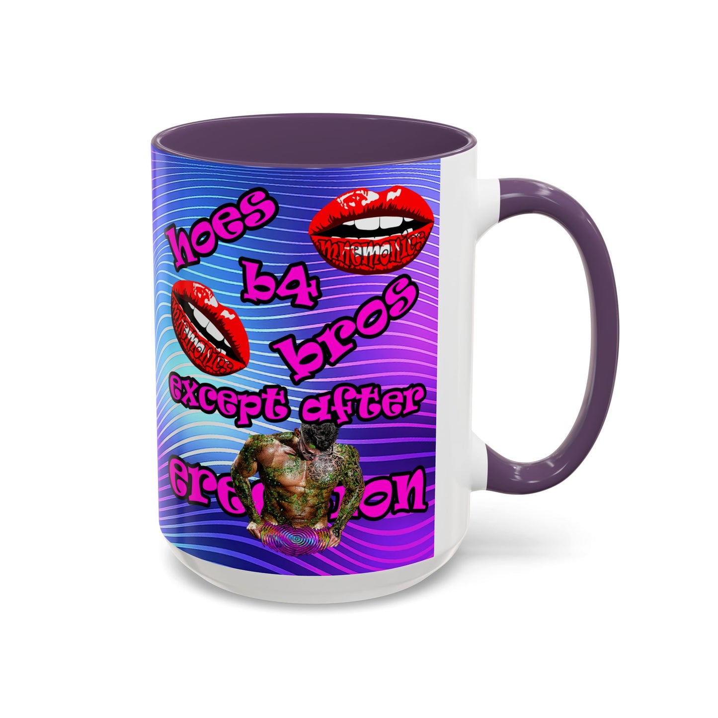 hoes b4 bros - Accent Mug (purple wave)