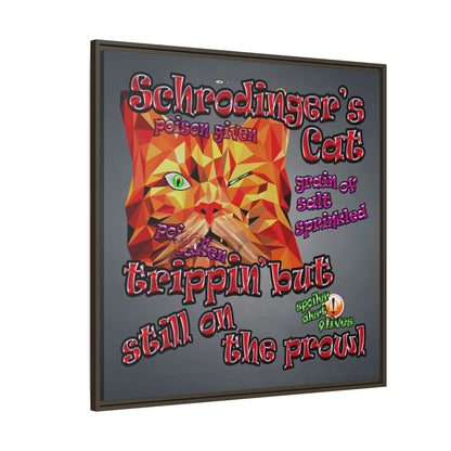 schrodinger's cat - framed canvas art (grey-light grey)